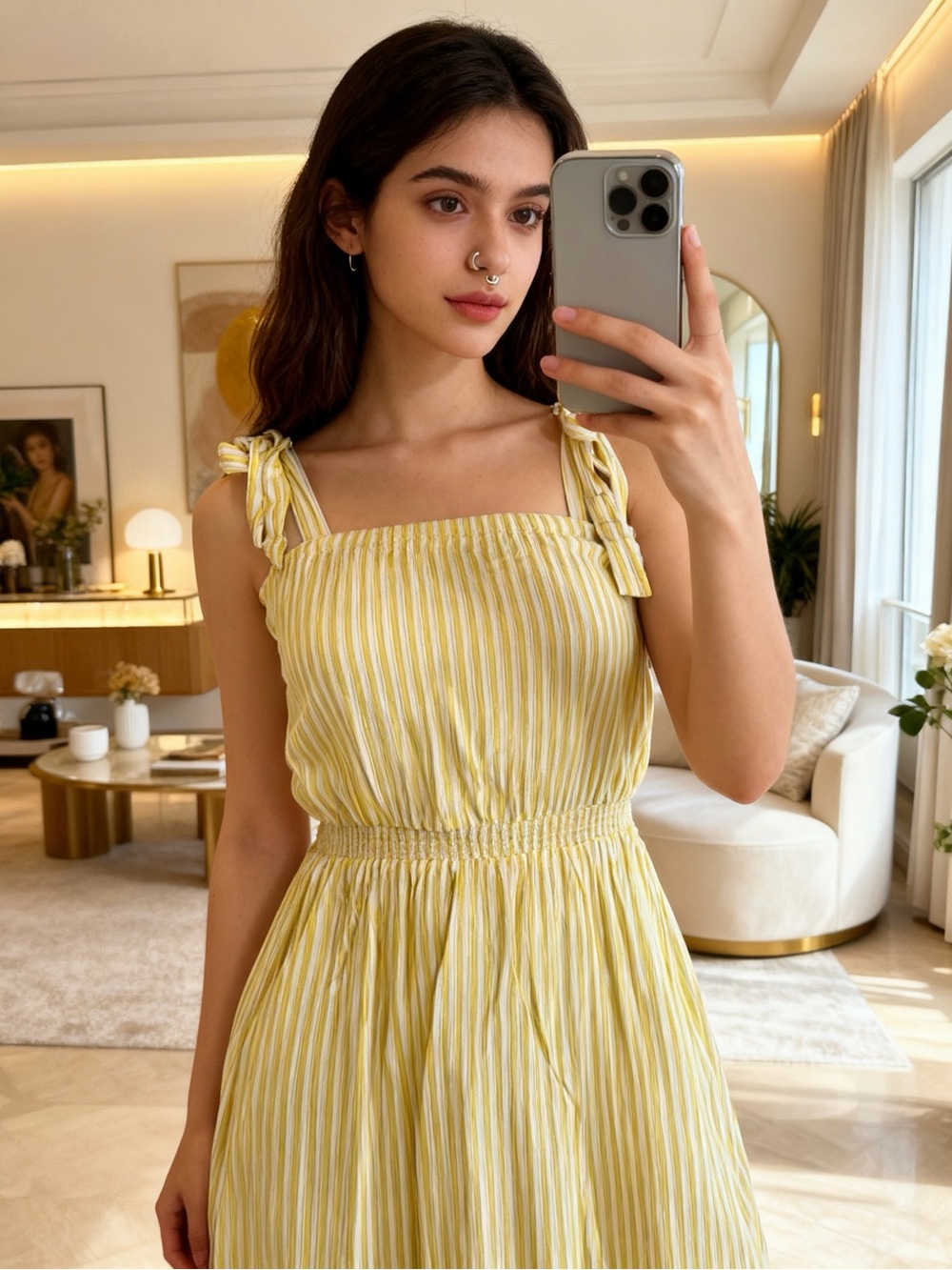 H&M Yellow and White Striped Summer Dress